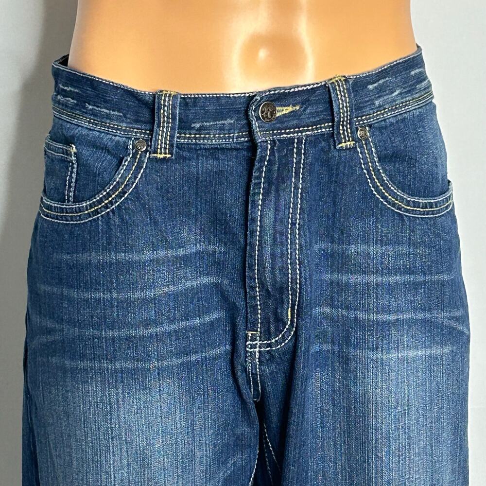 Y2K Men’s Jeans 36x30 Dark Wash Flap Pocket Straight Leg Denim